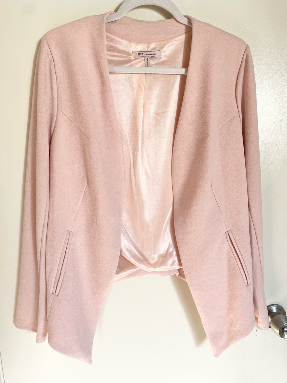 BCBGeneration MaxAzria Soft Blush Pink Open-Front Blazer Medium